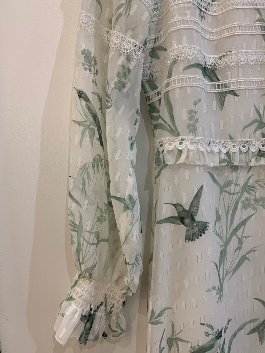 VESTIDO LARGO ROMÁNTICO ESTAMPADO PÁJAROS DE TED BAKER