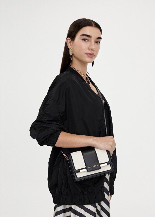 bandolera bicolor combinada black ecru lola2