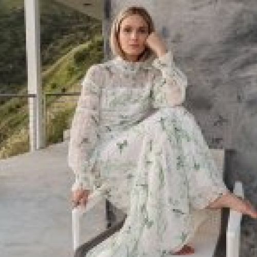 VESTIDO LARGO ROMÁNTICO ESTAMPADO PÁJAROS DE TED BAKER