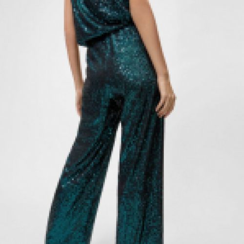 Pantalón de lentejuelas en color verde, de Lola Casademunt