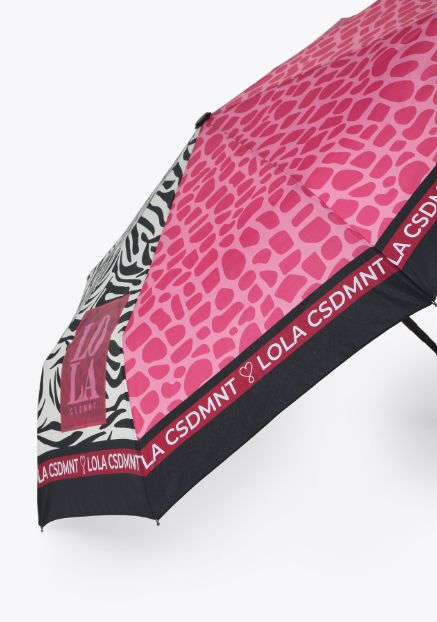 Paraguas con estampado en animal print combinado en rosa y blanco y negro, de Lola Casademunt