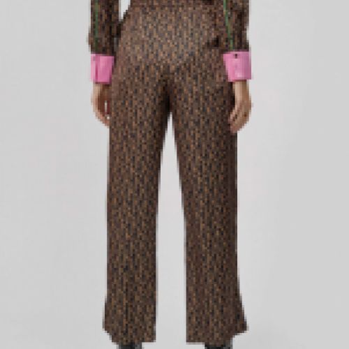 Pantalón sedoso con estampado M combinado chocolate y negro, de Lola Casademunt