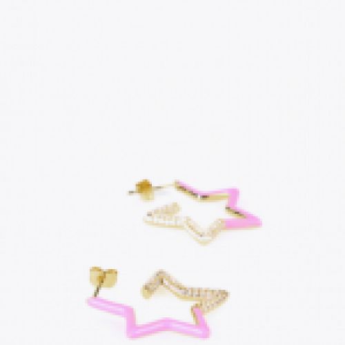 Pendientes con forma de estrella lacada en rosa con cristalles de Lola Casademunt