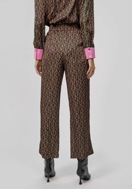 Pantalón sedoso con estampado M combinado chocolate y negro, de Lola Casademunt