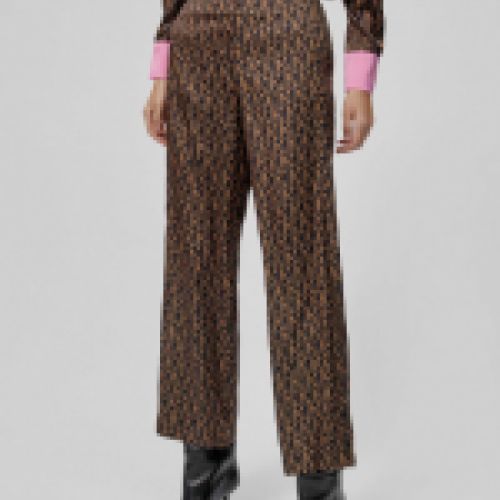 Pantalón sedoso con estampado M combinado chocolate y negro, de Lola Casademunt
