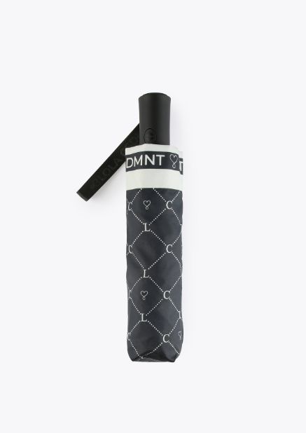 Paraguas con estampado micro logotipo combinado en blanco y negro, de Lola Casademunt