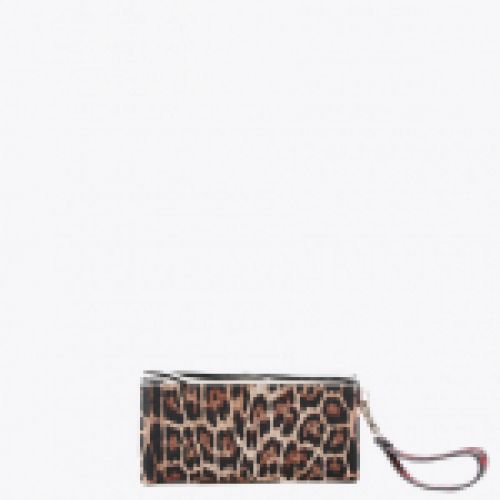 Cartera de mano con estampado animal print multicolor, cierre con cremallera, de Lola Casademunt