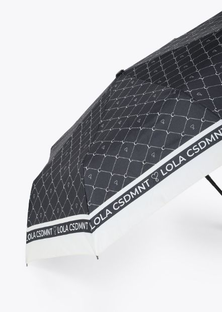 Paraguas con estampado micro logotipo combinado en blanco y negro, de Lola Casademunt