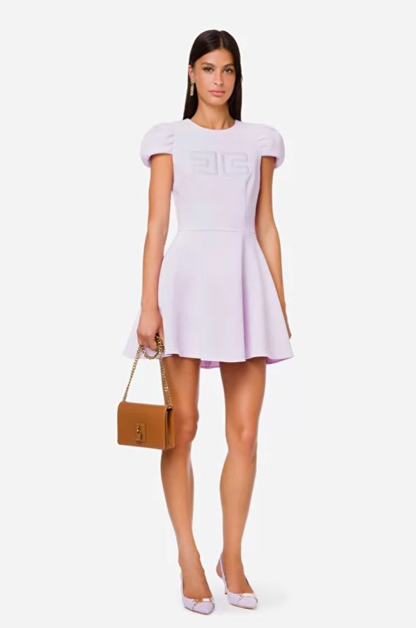 Vestido muñeca en color violeta con detalle logotipo bordado, de Elisabetta Franchi