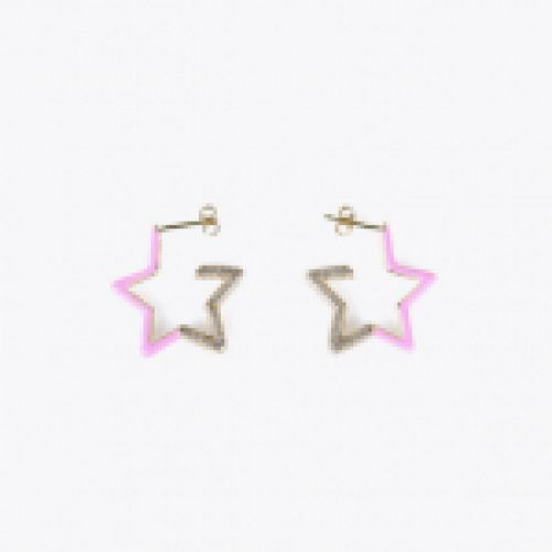 Pendientes con forma de estrella lacada en rosa con cristalles de Lola Casademunt