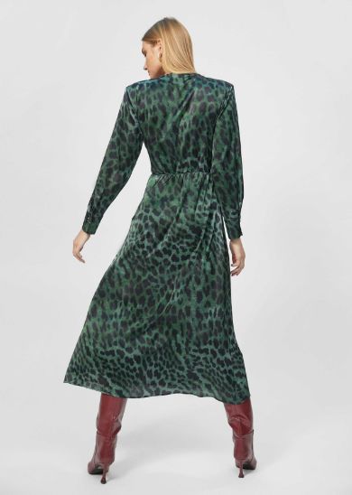 Vestido cruzado con estampado animal print en color verde, de Lola Casademunt