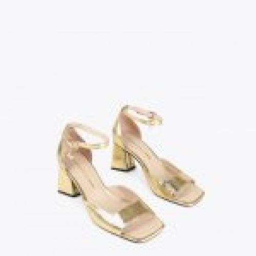 sandalia escotada oro tacon ancho lola5