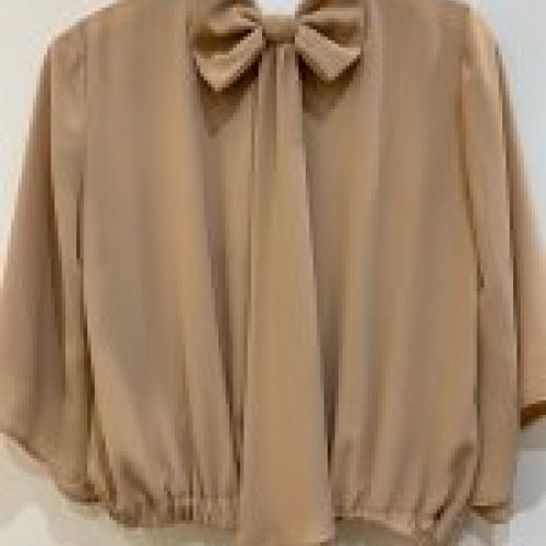 BLUSA DE GASA CORTA CON LAZADA EN LA ESPALDA