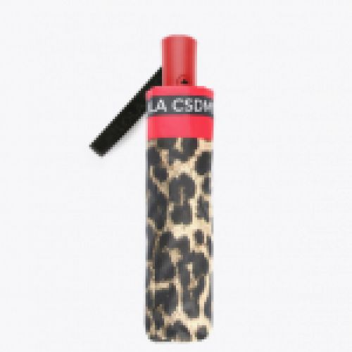 Paraguas con estampado animal print combinado con rojo, de Lola Casademunt