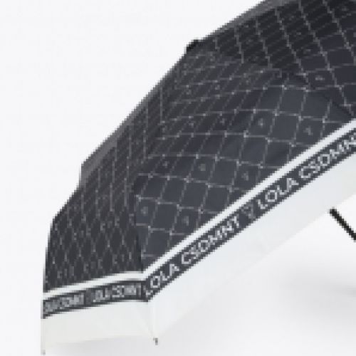 Paraguas con estampado micro logotipo combinado en blanco y negro, de Lola Casademunt