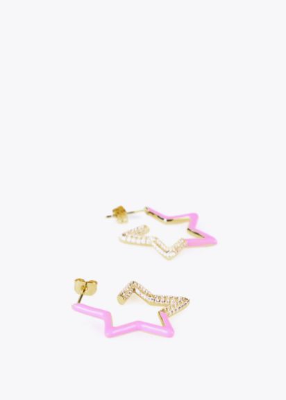 Pendientes con forma de estrella lacada en rosa con cristalles de Lola Casademunt