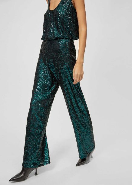 Pantalón de lentejuelas en color verde, de Lola Casademunt