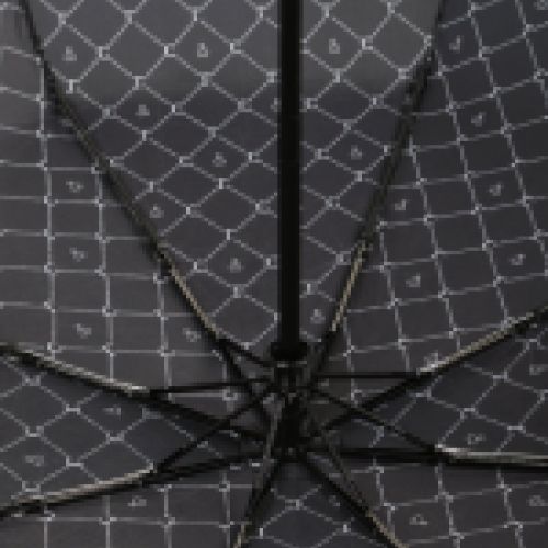 Paraguas con estampado micro logotipo combinado en blanco y negro, de Lola Casademunt