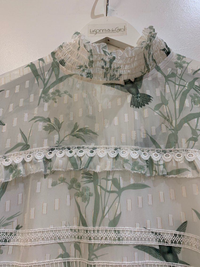 VESTIDO LARGO ROMÁNTICO ESTAMPADO PÁJAROS DE TED BAKER
