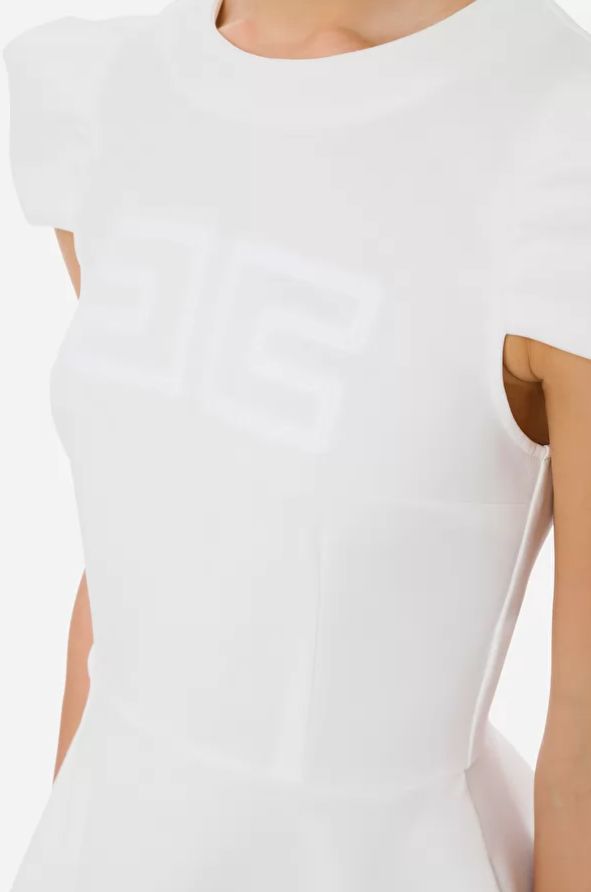 Vestido muñeca en color blanco con detalle logotipo bordado, de Elisabetta Franchi