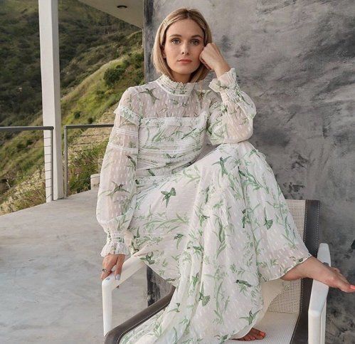 VESTIDO LARGO ROMÁNTICO ESTAMPADO PÁJAROS DE TED BAKER
